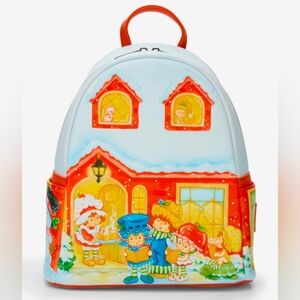 Loungefly Strawberry Shortcake And Friends Winter Holiday Mini Backpack New!